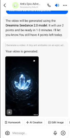 Step 2 — Generate video in Dola AI